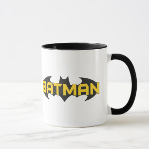 Mug Symbole Batman Nom Logo jaune et noir