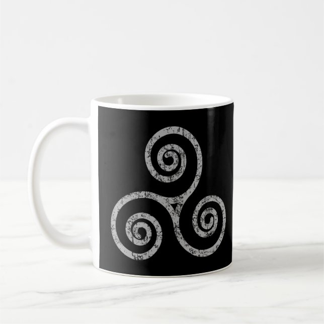 Mug Symbole celtique Triskelion, Triskeles (gris Vinta (Gauche)