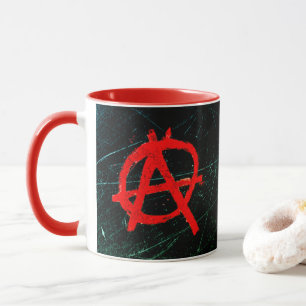 Mug Symbole d'anarchie rouge grungy