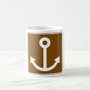 Mug Symbole d'ancre nautique Panneau marron marina