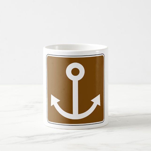 Mug Symbole d'ancre nautique Panneau marron marina (Créateur téléchargé)