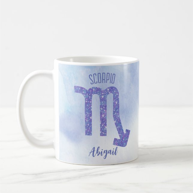 Mug SYMBOLE D'Astrologie Scorpio Personnalisé Violet (Gauche)