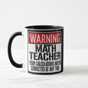 Mug Symbole d'avertissement de l'enseignant en mathéma