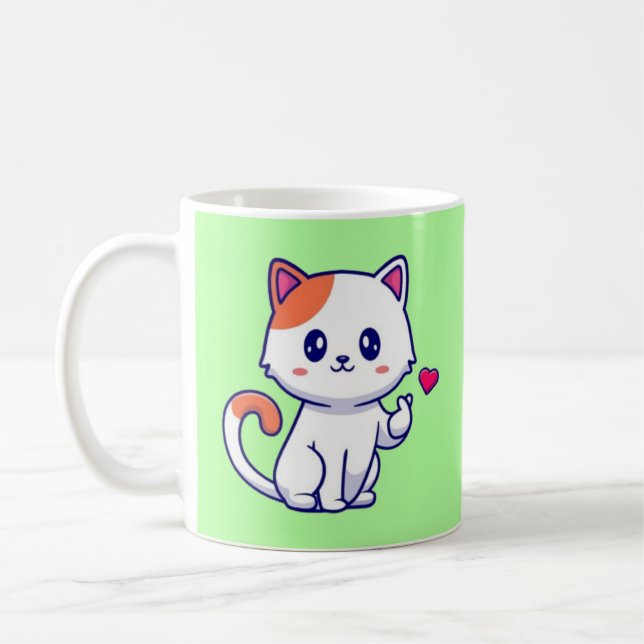 Mug Symbole de chat mignon en amour main-57577 (Gauche)