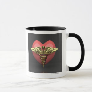 Mug Symbole de coeur avec le symbole médical (caducée)