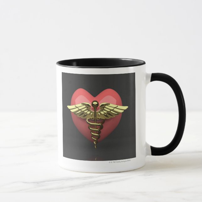 Mug Symbole de coeur avec le symbole médical (caducée) (Droite)