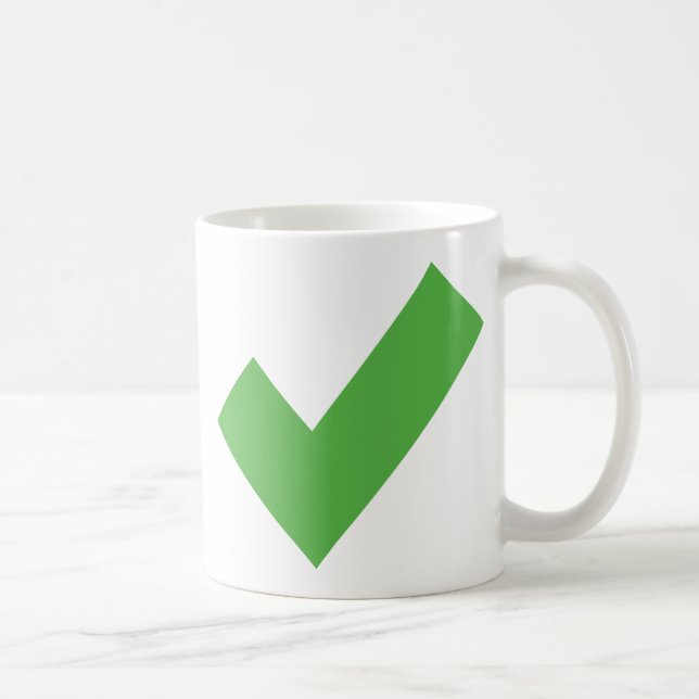 MUG SYMBOLE DE CONTRÔLE VERT VÉRIFIER CORRECT (Droite)
