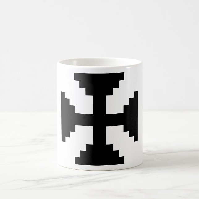 Mug Symbole de croix noire en art pixelisé (Créateur téléchargé)