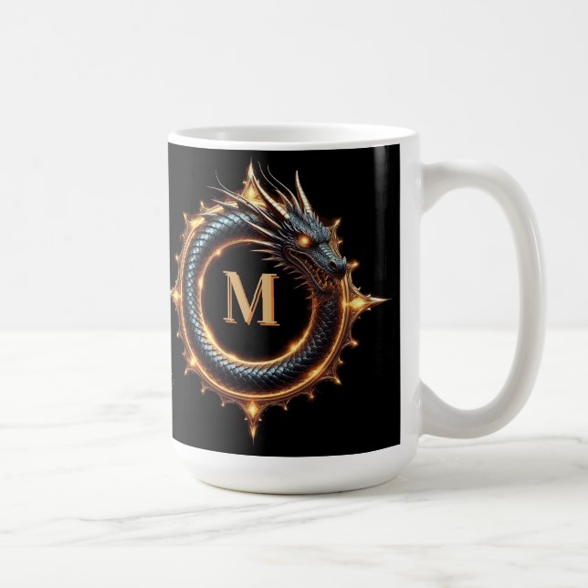Mug 🐉 Symbole de Dragon de Fantaisie de Nom Personnal (Droite)