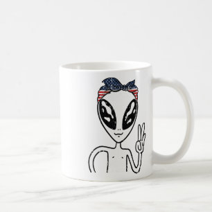 Mug SYMBOLE DE LA PAIX Alien 4 juillet Drapeau América