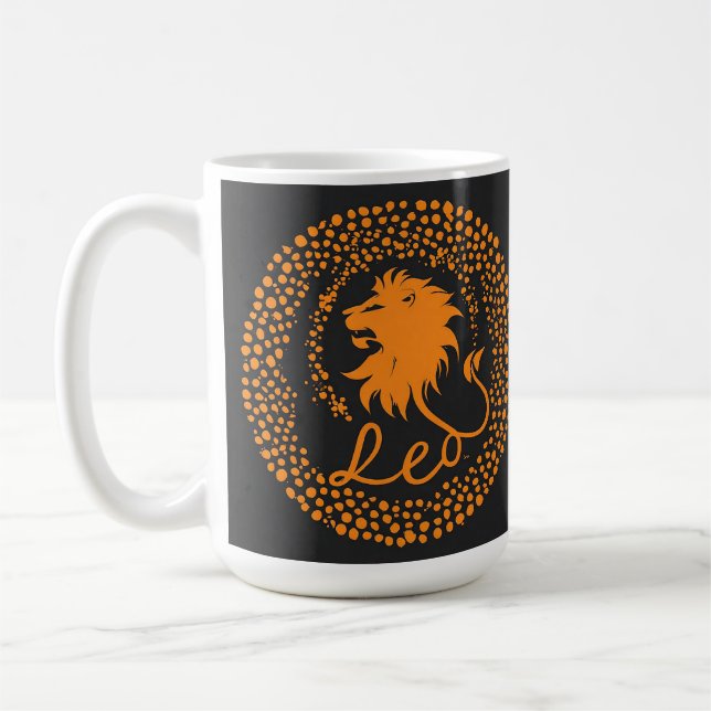 Mug Symbole de leo zodiaque avec tête de lion dorée (Gauche)