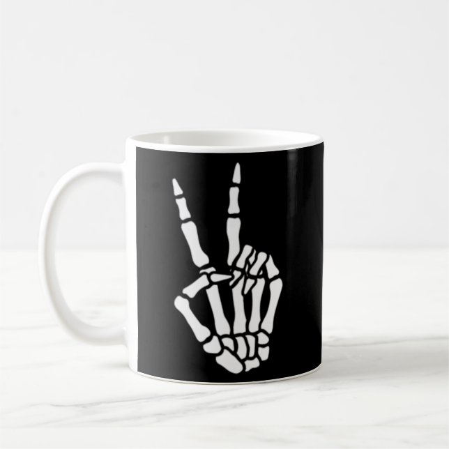 Mug SYMBOLE DE PAIX À MAIN Squelette Pour Ou (Gauche)