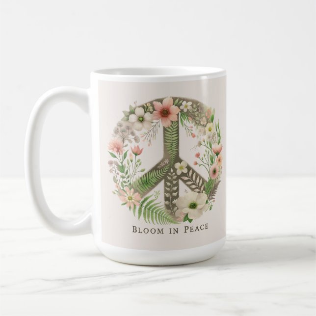 Mug Symbole de paix de Pretty Initiales (Gauche)