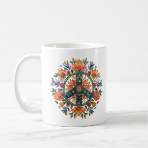 Mug Symbole de paix Design floral 13