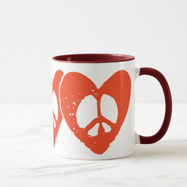Mug Symbole de paix du Coeur rouge (Droite)