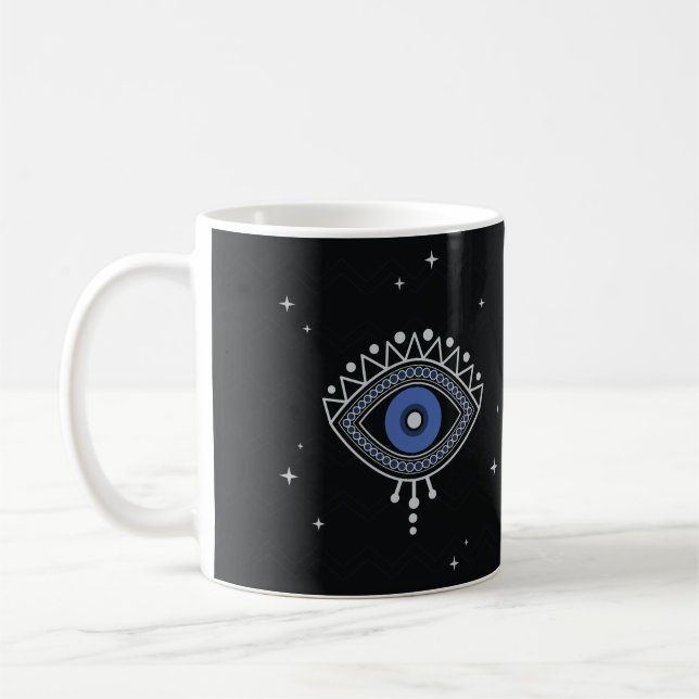 Mug Symbole de protection oculaire bleu bonne chance (Gauche)