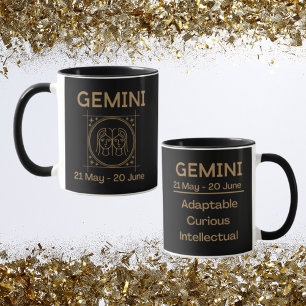 Mug Symbole de Zodiaque Gemini avec Symbole et traits