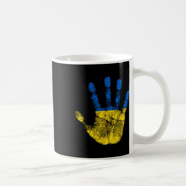 Mug Symbole d'empreinte de main du drapeau ukrainien d (Droite)