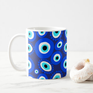 Mug Symbole des yeux grecs Motif bleu et blanc