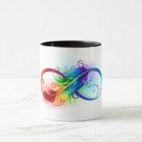 Symbole d'infini avec plume arc-en-ciel