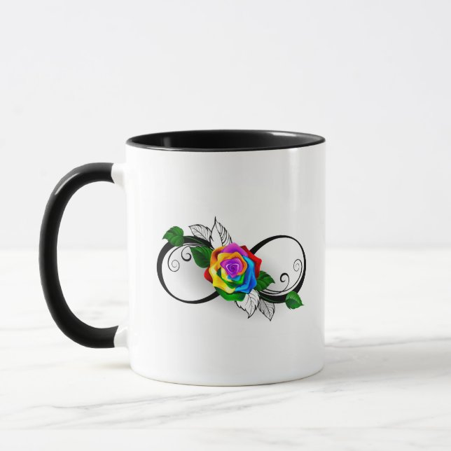 Mug Symbole d'infini avec rose arc-en-ciel (Gauche)