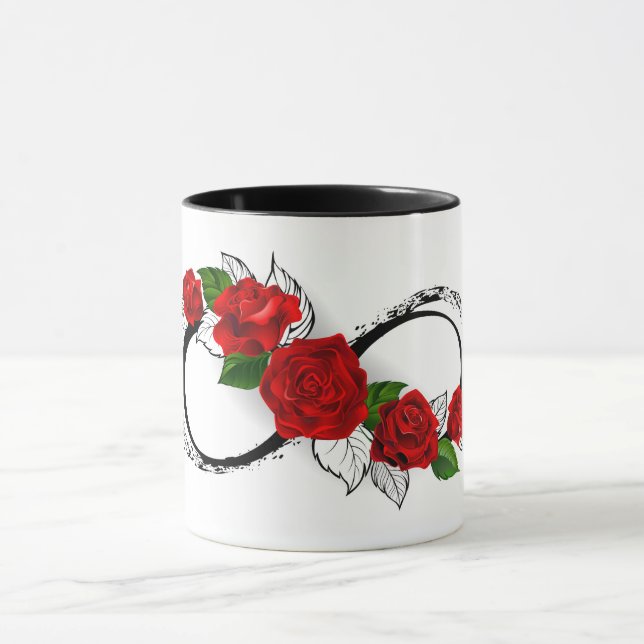 Mug Symbole d'infini avec roses rouges (Centre)