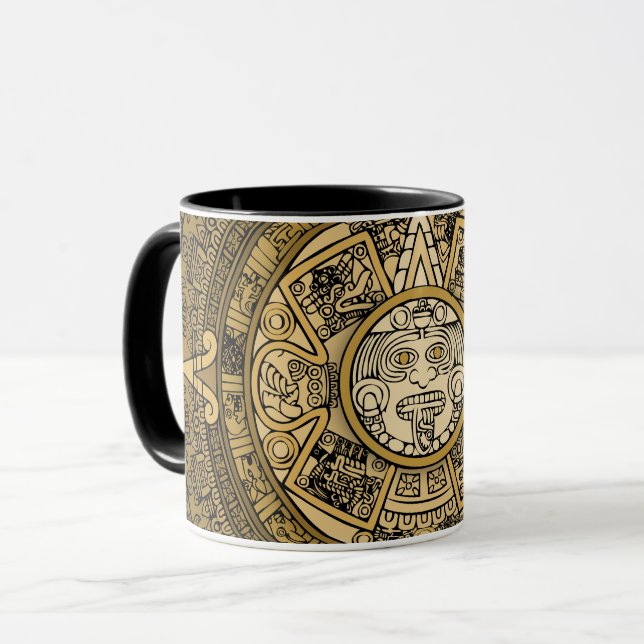 MUG SYMBOLE D'OR DE CALENDRIER EN PIERRE SUN AZTEC (Devant gauche)