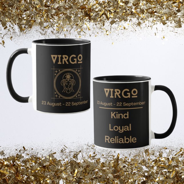 Mug Symbole du Zodiaque Virgo avec Symbole et traits (Virgo Zodiac Coffee Mug with traits)