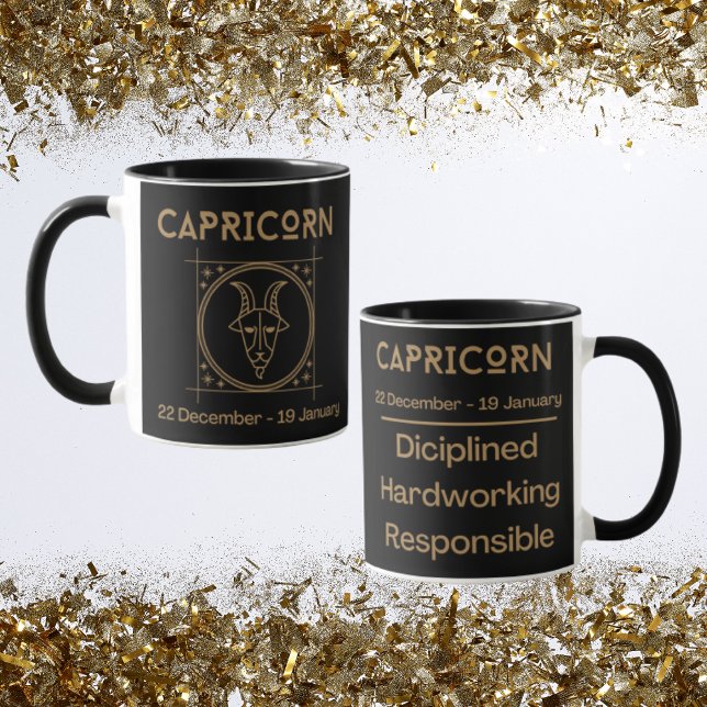Mug Symbole et traits du symbole et du zodiaque de Cap (Capricorn Zodiac Coffee Mug with traits)