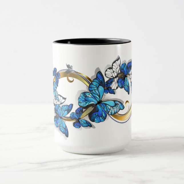 Mug Symbole infini de papillons Morpho bleus (Centre)