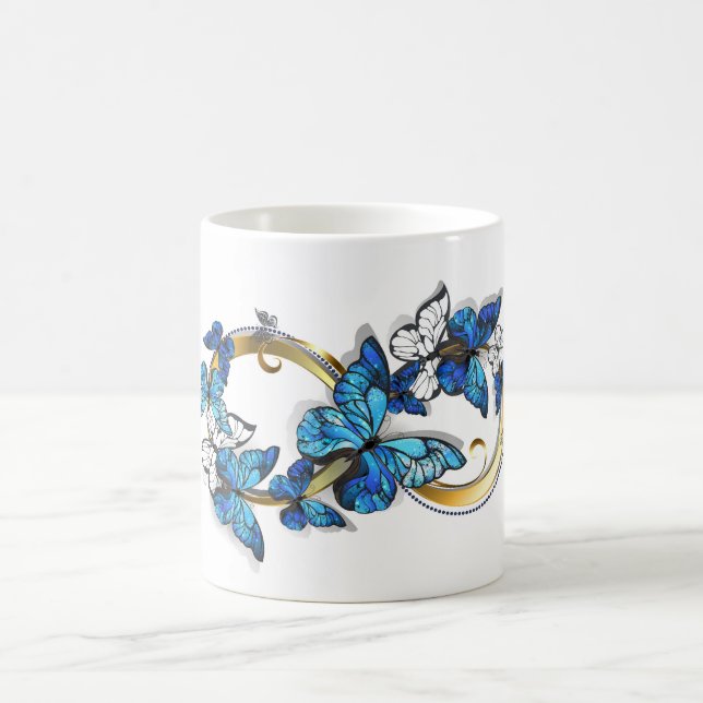Mug Symbole infini de papillons Morpho bleus (Centre)