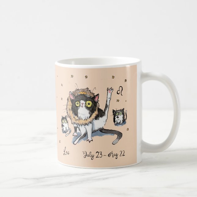 Mug Symbole Leo Star Zodiac Chat avec crinière et cour (Droite)