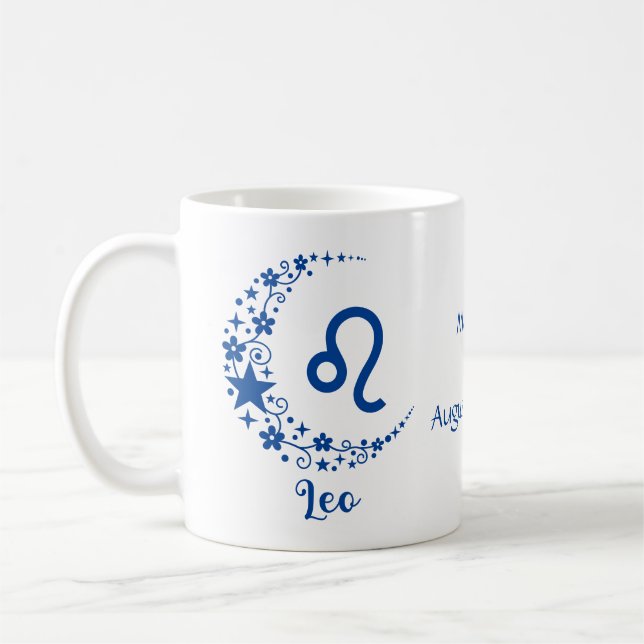 Mug SYMBOLE LEO Zodiac Astrologie Anniversaire Bleu Bl (Gauche)