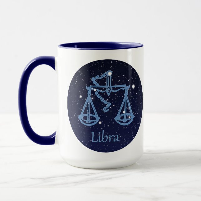 Mug Symbole Libra Constellation et Zodiac avec étoiles (Gauche)