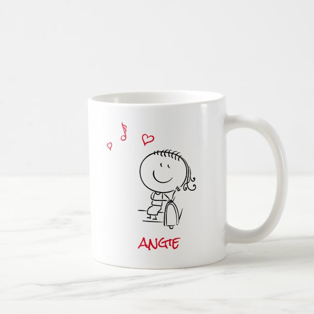 Mug Symbole mignon fille avec coeur et notes musicales (Droite)