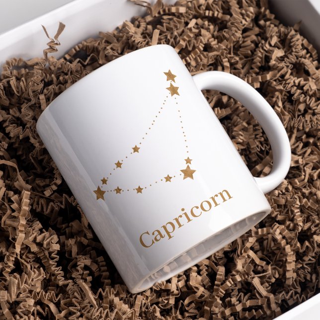 Mug Symbole moderne Zodiac Capricorne d'or | Élément T (Créateur téléchargé)
