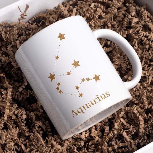 Mug Symbole moderne Zodiac Gold Aquarius | Air de l'él (Créateur téléchargé)