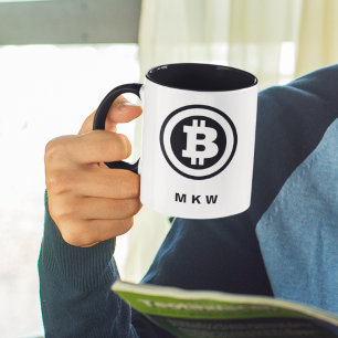 Mug Symbole noir et blanc Bitcoin Logo Monogramme