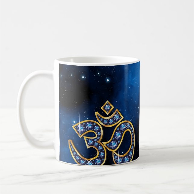 Mug Symbole Om avec pierres "Sapphire" (Gauche)