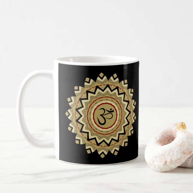 Mug Symbole Om de Yoga de Mandala Spirituelle Rétro Gé (Avec donut)
