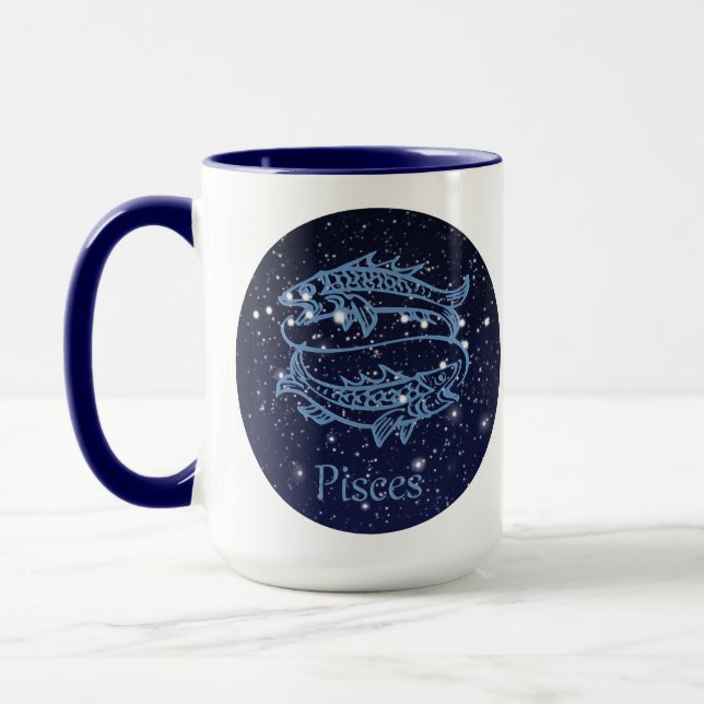 Mug Symbole Poissons Constellation et Zodiaque avec ét (Gauche)