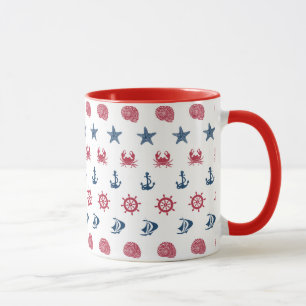 Mug Symbole Rouge Blanc Et Bleu De La Mer Motif