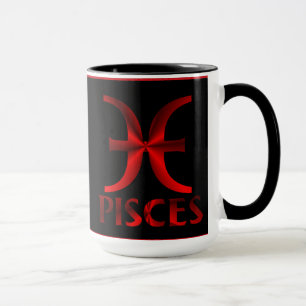 Mug Symbole rouge d'horoscope de Poissons