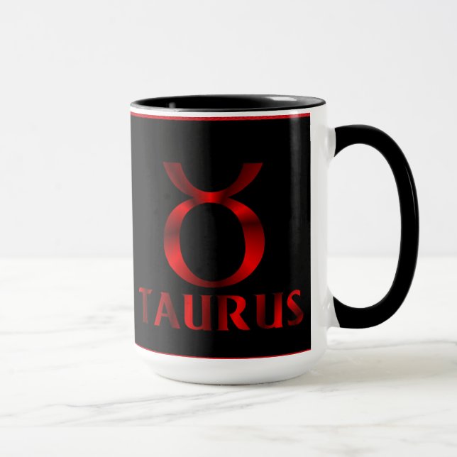 Mug Symbole rouge d'horoscope de Taureau (Droite)