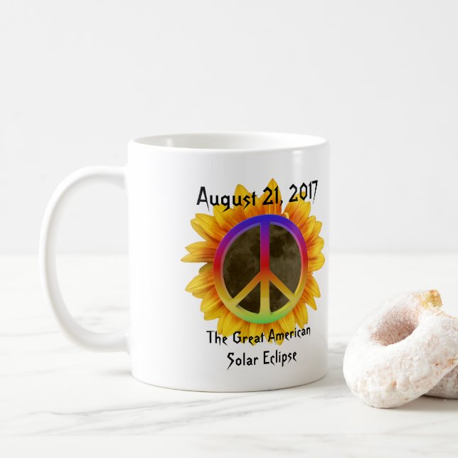 Mug Symbole solaire Eclipse, tournesol et paix 2017 (Avec donut)