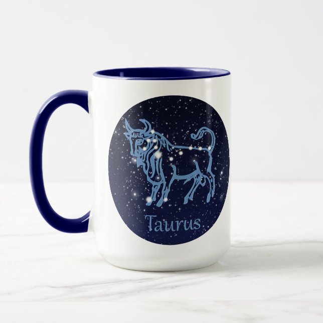 Mug Symbole Taurus Constellation et Zodiaque avec étoi (Gauche)