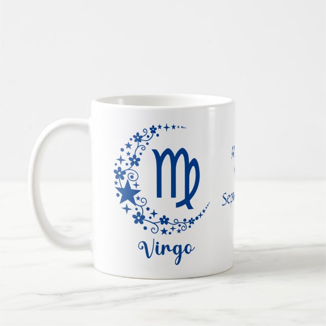 Mug Symbole Virgo Zodiac Astrologie Anniversaire Bleu  (Gauche)