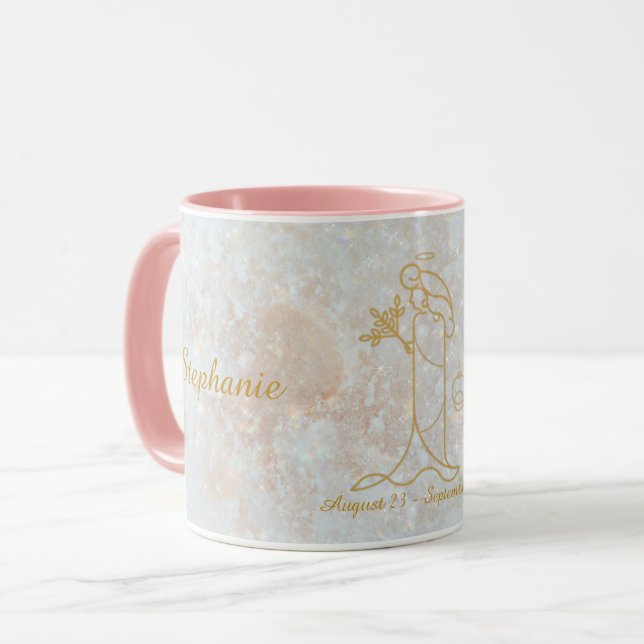 Mug Symbole Virgo Zodiac Star Parties scintillant mono (Devant gauche)