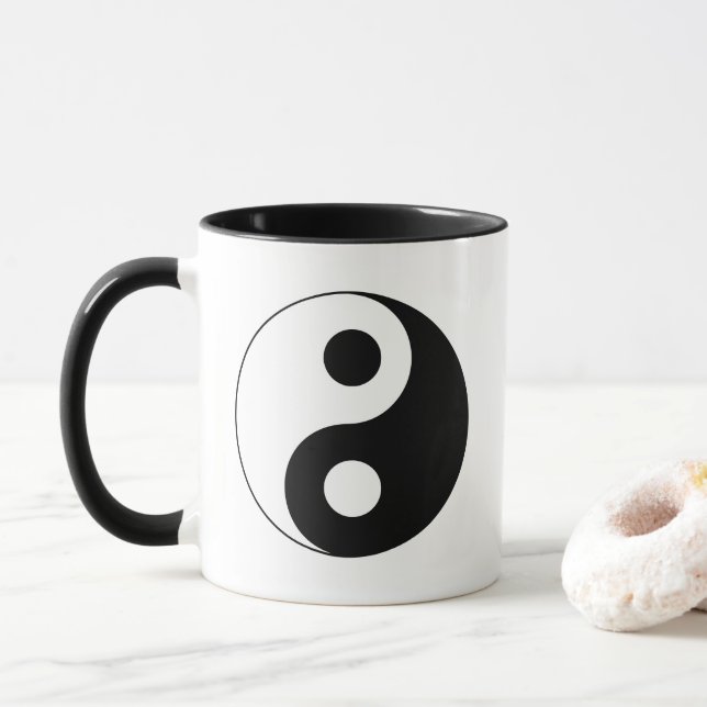 Mug Symbole Yin et Yang blanc et noir (Avec donut)
