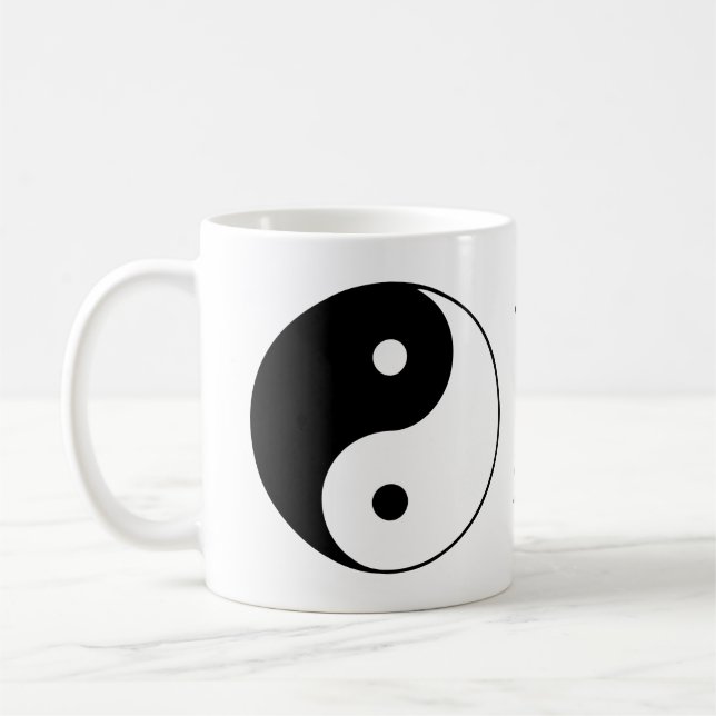 Mug Symbole Yin Yang Noir Blanc Nom (Gauche)